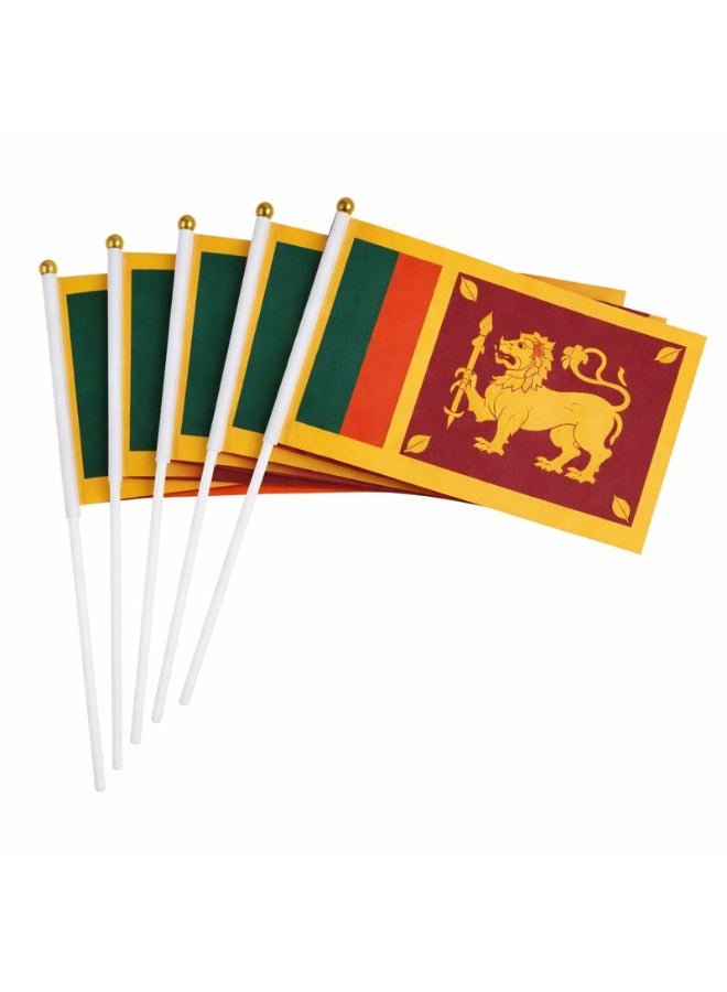 Sri Lanka National Flag Hand Flag – A5 Size | With Plastic Stick | Desk, Events & National Day Decoration - Image 1
